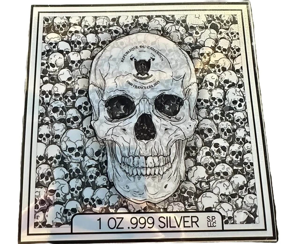 Picture of 2025 Silver Pours Skull Series 'Angels of Death' 1 oz Silver Card with Coa