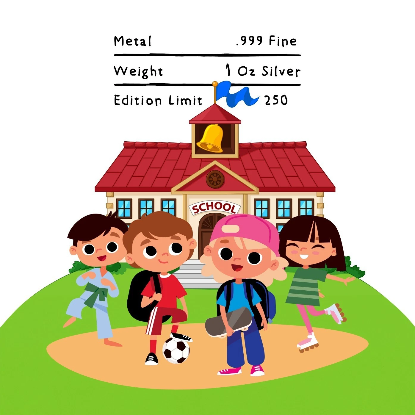 Picture of 2024 Alpha Omega Mint Happy First Day of School Colorized 1 oz Silver Bar