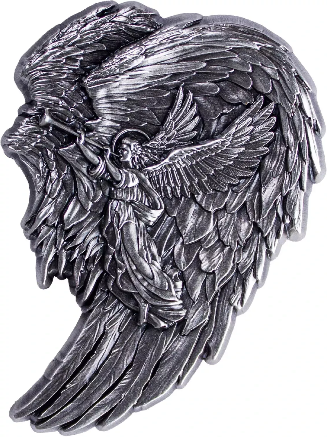 Picture of 2024 Komsco Archangel Gabriel Angel Wings Shaped Stacker 2 oz Antique Silver