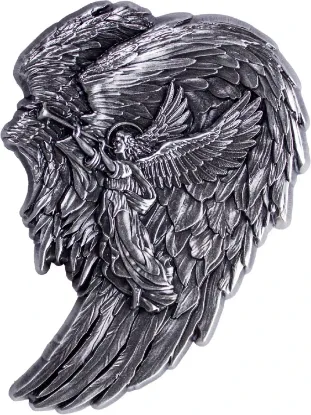 Picture of 2024 Komsco Archangel Gabriel Angel Wings Shaped Stacker 2 oz Antique Silver