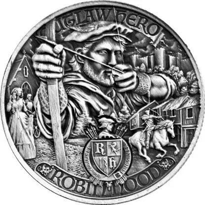 Picture of 2021 Mason Mint Outlaw Hero Robin Hood 1 oz Antique Silver Round