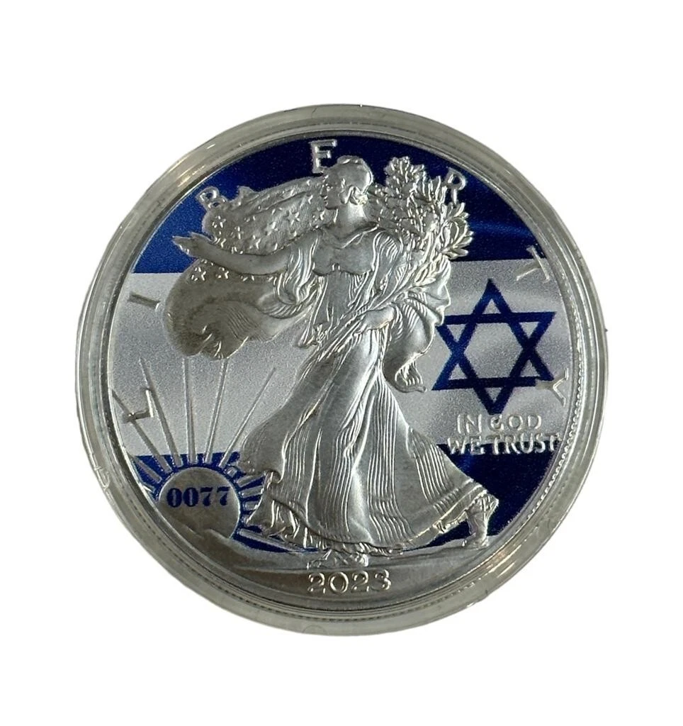 Picture of I Stand with Israel Colorized American Eagle 1 oz Silver Coin - Sub-99 Serial