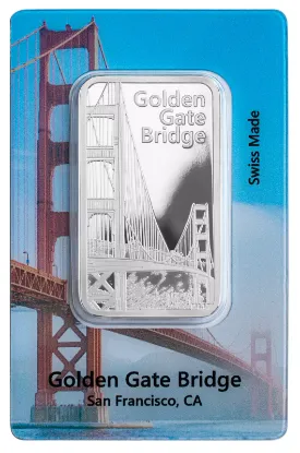 Picture of Pamp Historical Landmark - San Francisco Golden Gate Bridge 1 oz Silver Bar