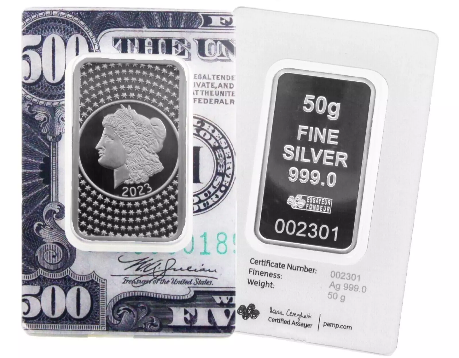 Picture of 2023 Pamp Suisse Morgan Tribute 50 Gram Silver Bar - In Assay