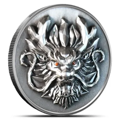 Picture of 2024 Year of the Dragon 3D Ultra High Relief 1 oz Antique Silver Coin