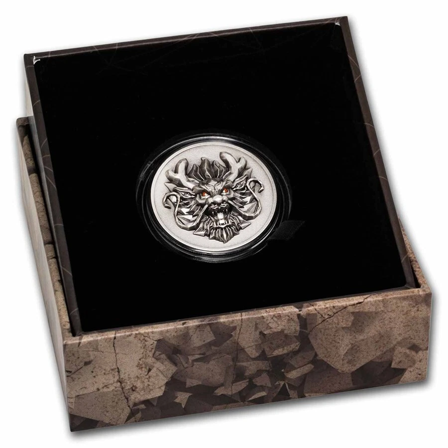 Picture of 2024 Year of the Dragon 3D Ultra High Relief 1 oz Antique Silver Coin