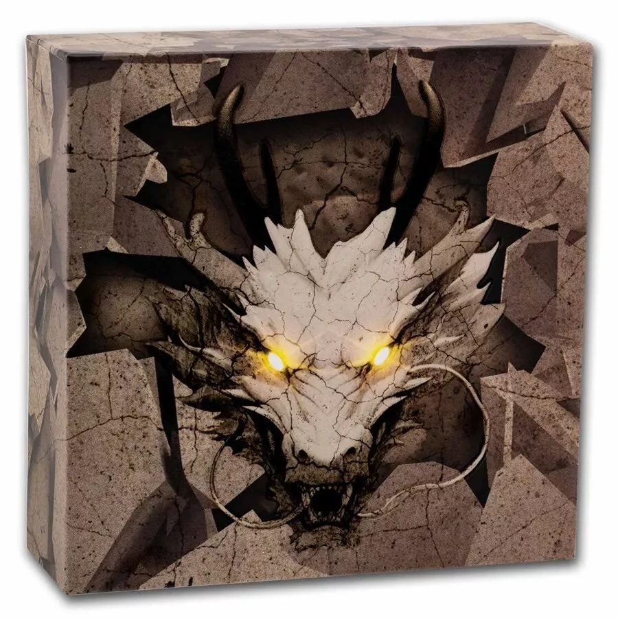 Picture of 2024 Year of the Dragon 3D Ultra High Relief 1 oz Antique Silver Coin