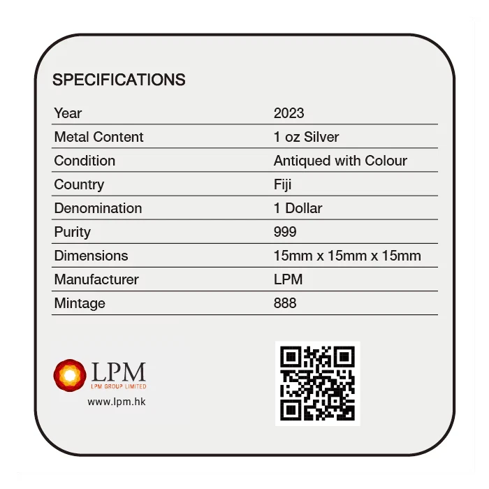 Picture of 2023 Fiji Year of the Rabbit Rolling Dice 1 oz Colorized Antique Silver Coin