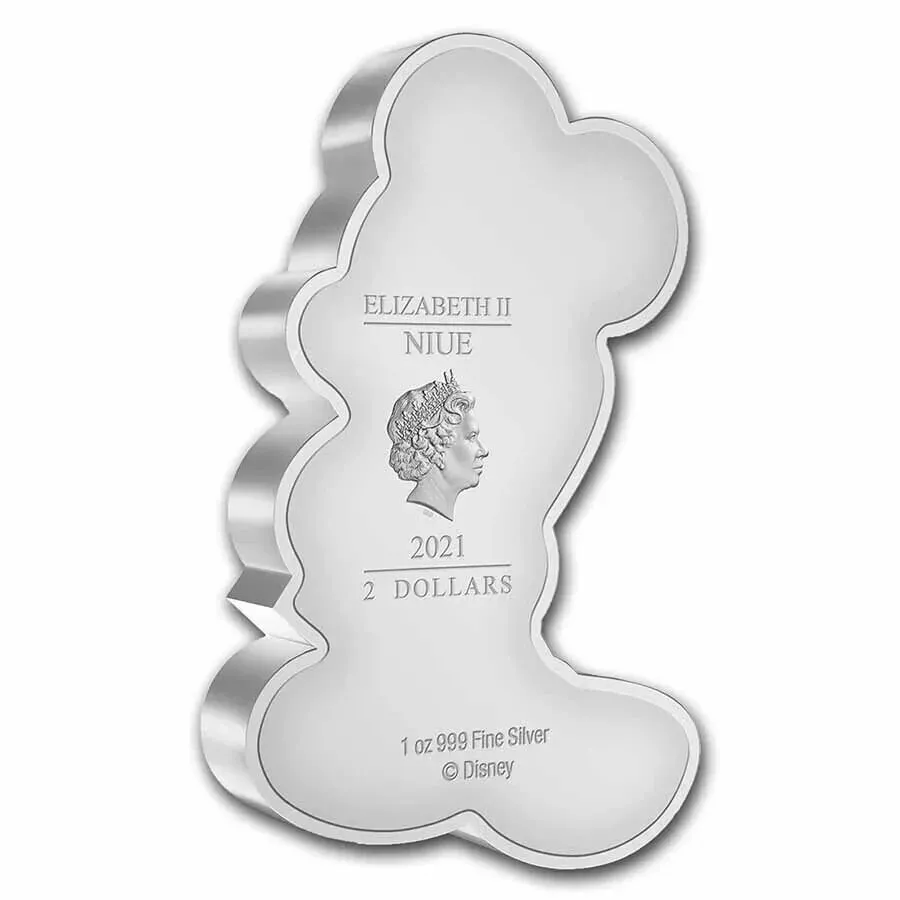 Picture of 2021 New Zealand Mint Disney Mickey Mouse Shaped 1 oz Colorized Silver Coin