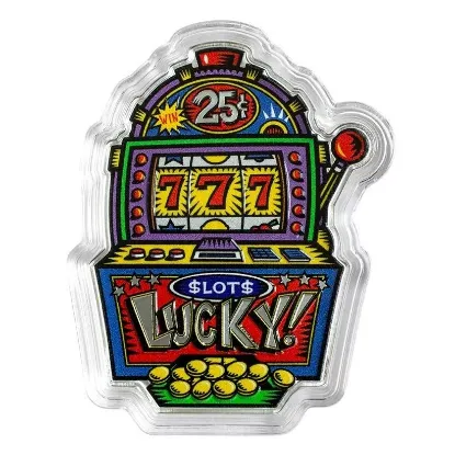 Picture of 2024 Pamp Suisse Burton Morris Lucky 7's Slot Machine 1 oz Colorized Silver Coin