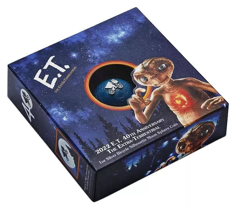 Picture of 2022 E.T. 40th Anniversary Moon Shaped 1 oz Colorized Silver Spherical Coin