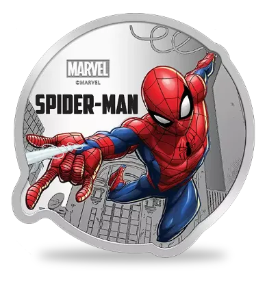 Picture of Pamp MMTC Marvel Spider-Man 1 oz Colorized Silver Coin - In Capsule & Box w/ Coa