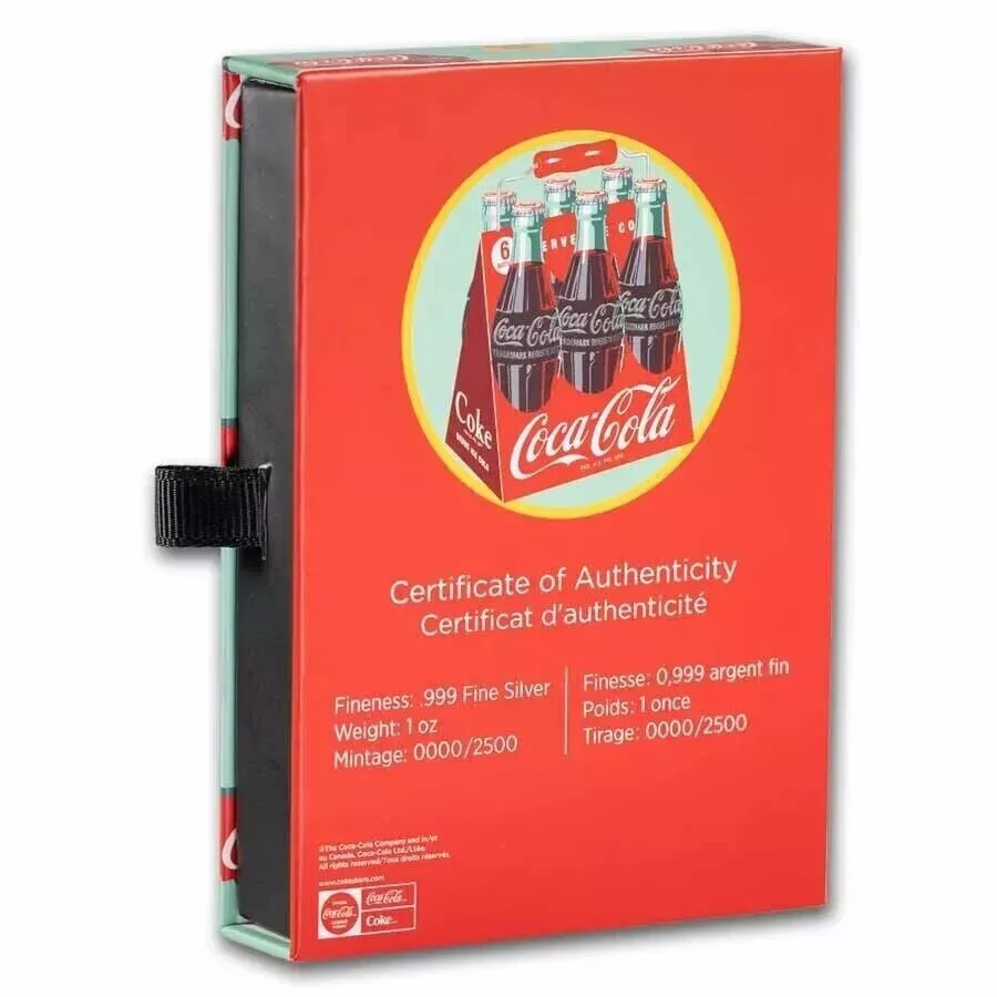 Picture of 2024 Coca-Cola Vintage Sign Shaped 1 oz Colorized Silver (Capsule, Box, COA)