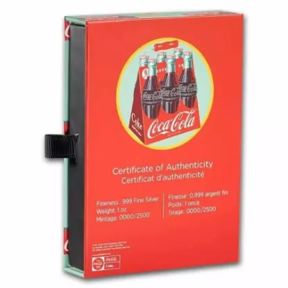 Picture of 2024 Coca-Cola Vintage Sign Shaped 1 oz Colorized Silver (Capsule, Box, COA)