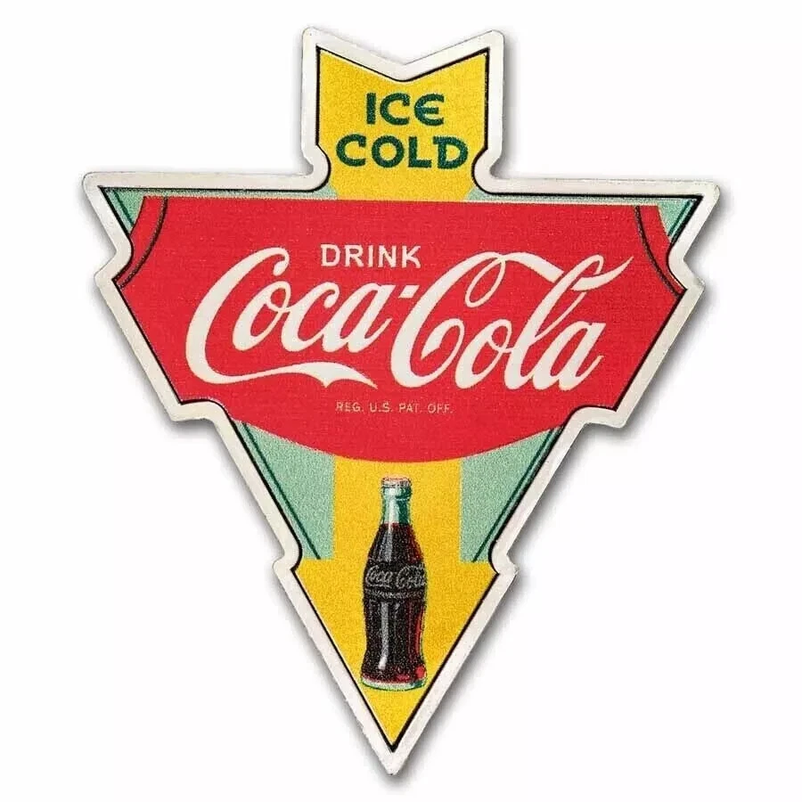 Picture of 2024 Coca-Cola Vintage Sign Shaped 1 oz Colorized Silver (Capsule, Box, COA)
