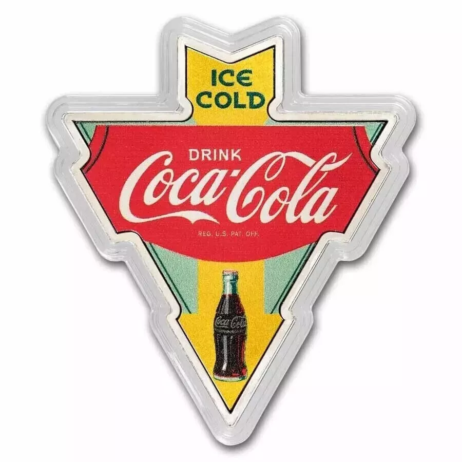 Picture of 2024 Coca-Cola Vintage Sign Shaped 1 oz Colorized Silver (Capsule, Box, COA)