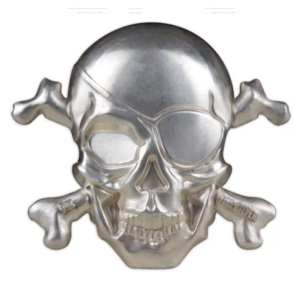 Picture of 2022 Treasure Island Pirate Skull & Cross Bones 5 oz Silver Coin - In Capsule