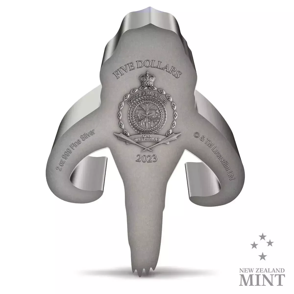 Picture of 2023 New Zealand Mint Star Wars Mandalorian Mythosaur 2 oz Silver Antique Coin