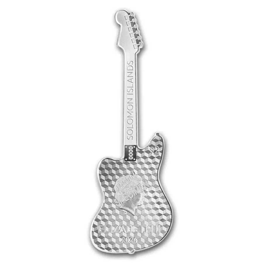 Picture of 2024 Pamp Suisse Fender Jazzmaster Guitar Shaped 1 oz Reverse Proof Silver Coin