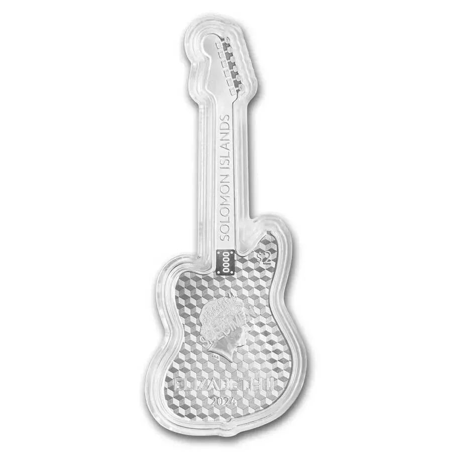 Picture of 2024 Pamp Suisse Fender Jazzmaster Guitar Shaped 1 oz Reverse Proof Silver Coin