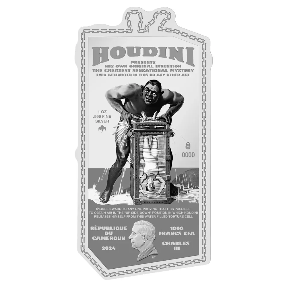 Picture of 2024 Spectres Houdini's Water Torture Cell 1 oz Colorized Proof Silver Coin