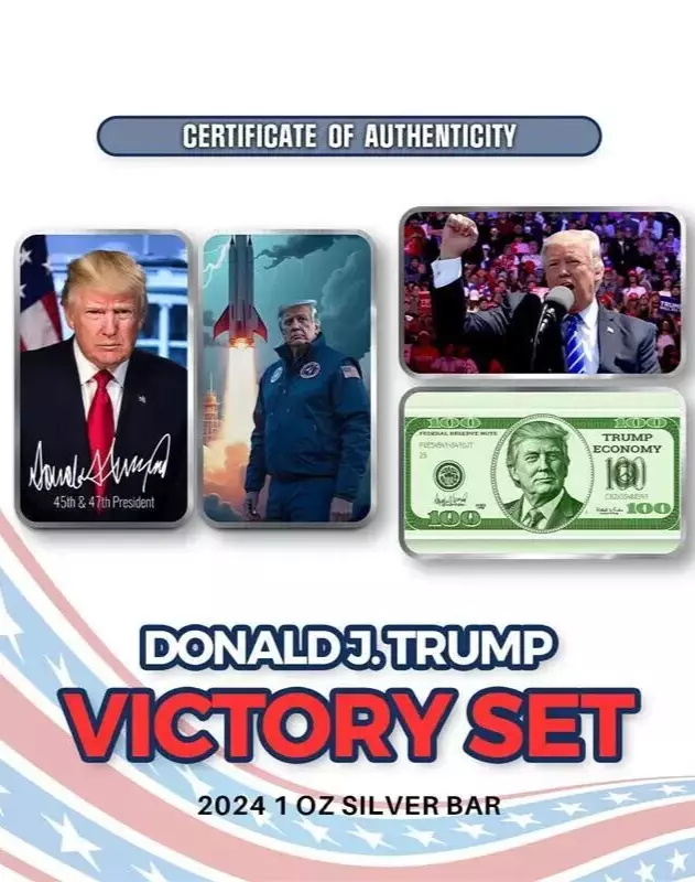 Picture of (Lot of 4) 2024 Donald Trump Victory 1 oz Colorized Silver Bar - Matching Serial