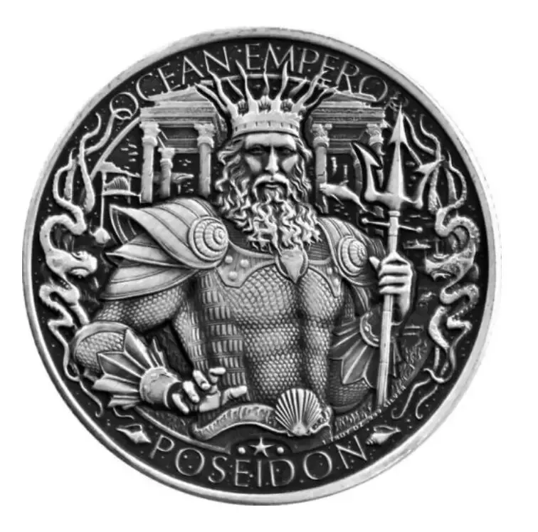 Picture of Mason Mint Lost City of Atlantis Poseidon Ocean Emperor 1 oz Antique Silver Round