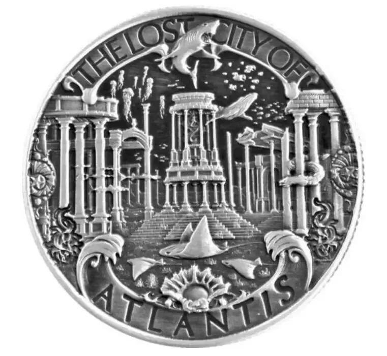 Picture of Mason Mint Lost City of Atlantis Poseidon Ocean Emperor 1 oz Antique Silver Round