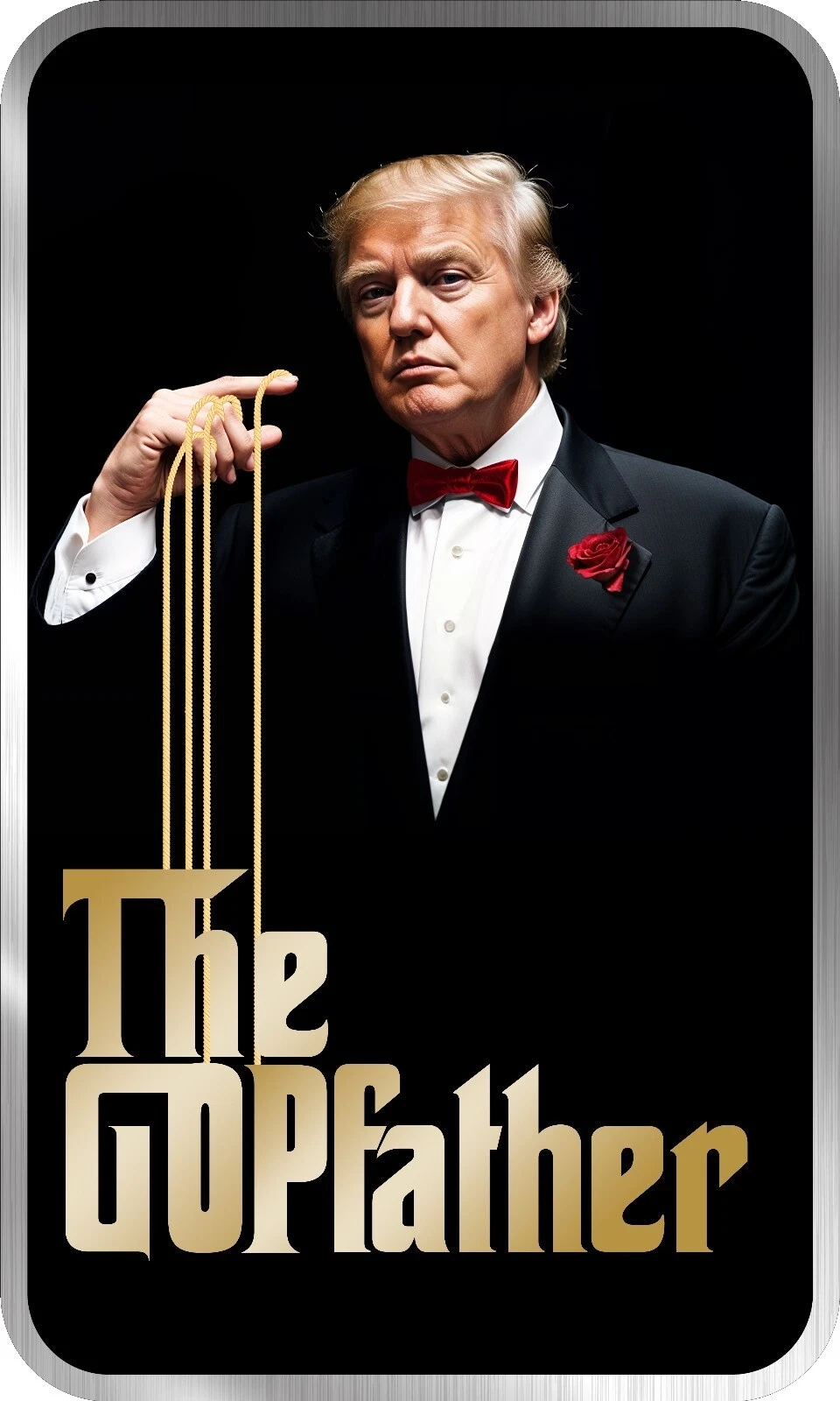 Picture of 2024 Alpha Omega Mint Gopfather Donald Trump 1 oz Two-Sided Colorized Bar