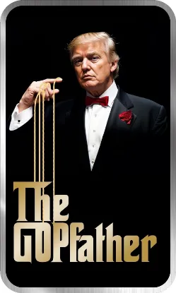 Picture of 2024 Alpha Omega Mint Gopfather Donald Trump 1 oz Two-Sided Colorized Bar