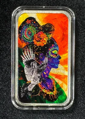 Picture of 2024 Libertad En La Muerte 1 oz Colorized Silver Bar - In Capsule w/ Coa