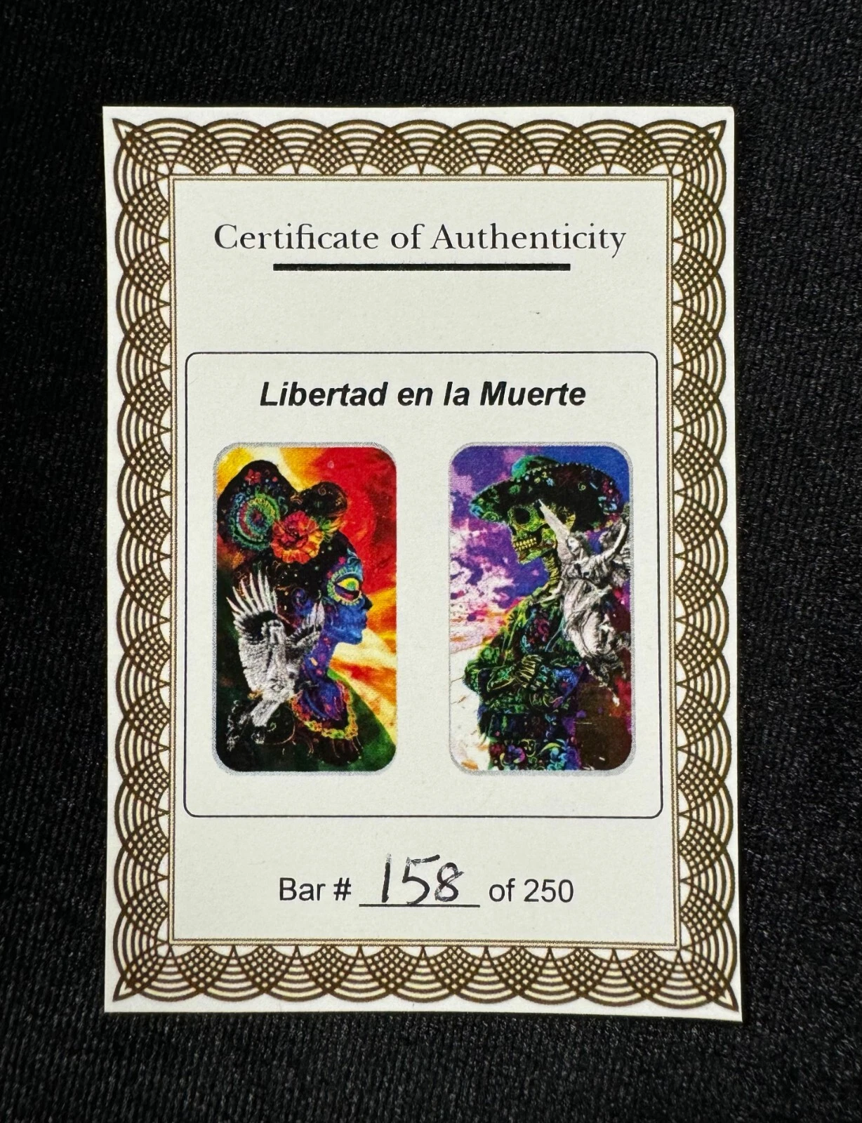 Picture of 2024 Libertad En La Muerte 1 oz Colorized Silver Bar - In Capsule w/ Coa