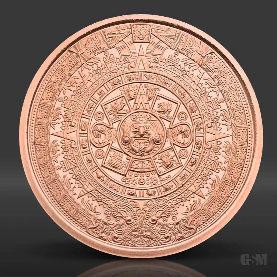 Picture of (Lot of 10) Golden State Mint (GSM) Aztec Mayan Calendar 1 oz Copper Round