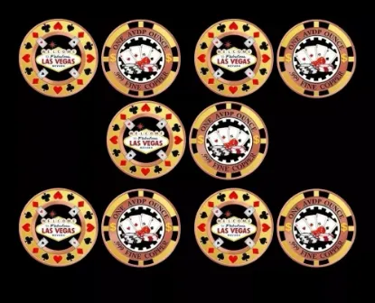 Picture of (Lot of 10) Las Vegas Poker Chip Card Holder 1 oz Colorized Copper Round