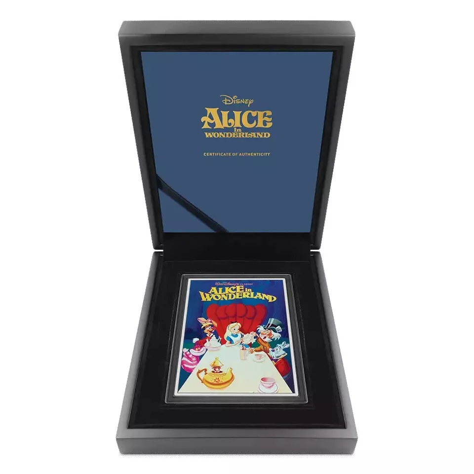 Picture of 2024 Agoro Disney Alice in Wonderland Movie Poster 5 oz Proof Silver Coin
