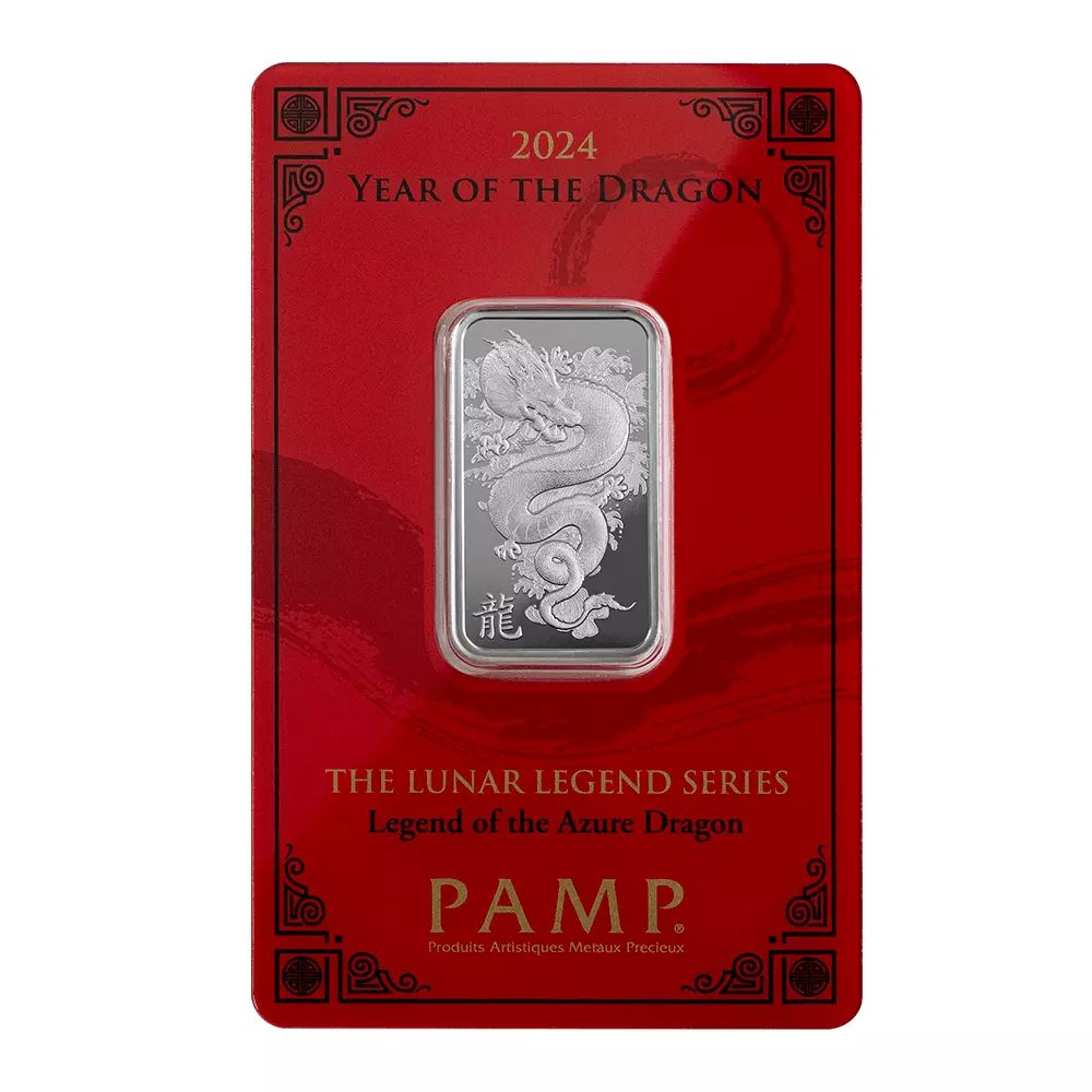 Picture of 2024 Pamp Lunar Year of the Dragon - Azure Dragon 10 Gram Silver Bar - In Assay