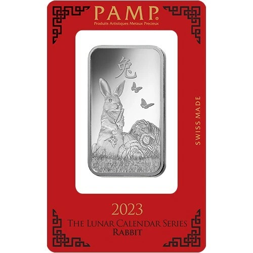 Picture of 2023 Pamp Suisse Lunar Rabbit 1 oz Silver Coin w/ Mint Error (Missing Butterfly)