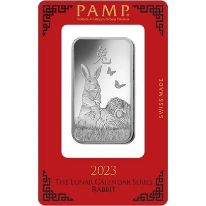 Picture of 2023 Pamp Suisse Lunar Rabbit 1 oz Silver Coin w/ Mint Error (Missing Butterfly)