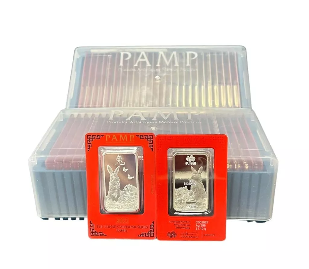 Picture of 2023 Pamp Suisse Lunar Rabbit 1 oz Silver Coin w/ Mint Error (Missing Butterfly)