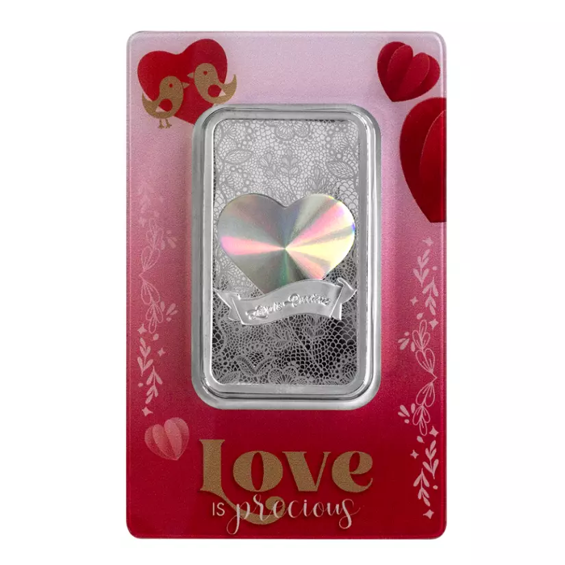 Picture of (lot of 10) 2024 Pamp Love is Precious Holographic 50 Gram Silver Bar - In Assay