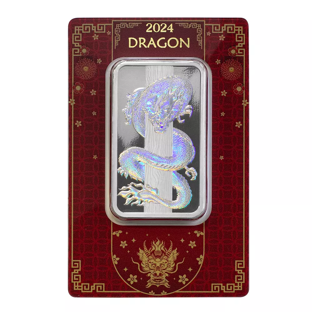 Picture of 2024 Pamp Lunar Year of the Dragon Holographic 50 Gram Silver Bar - In Assay