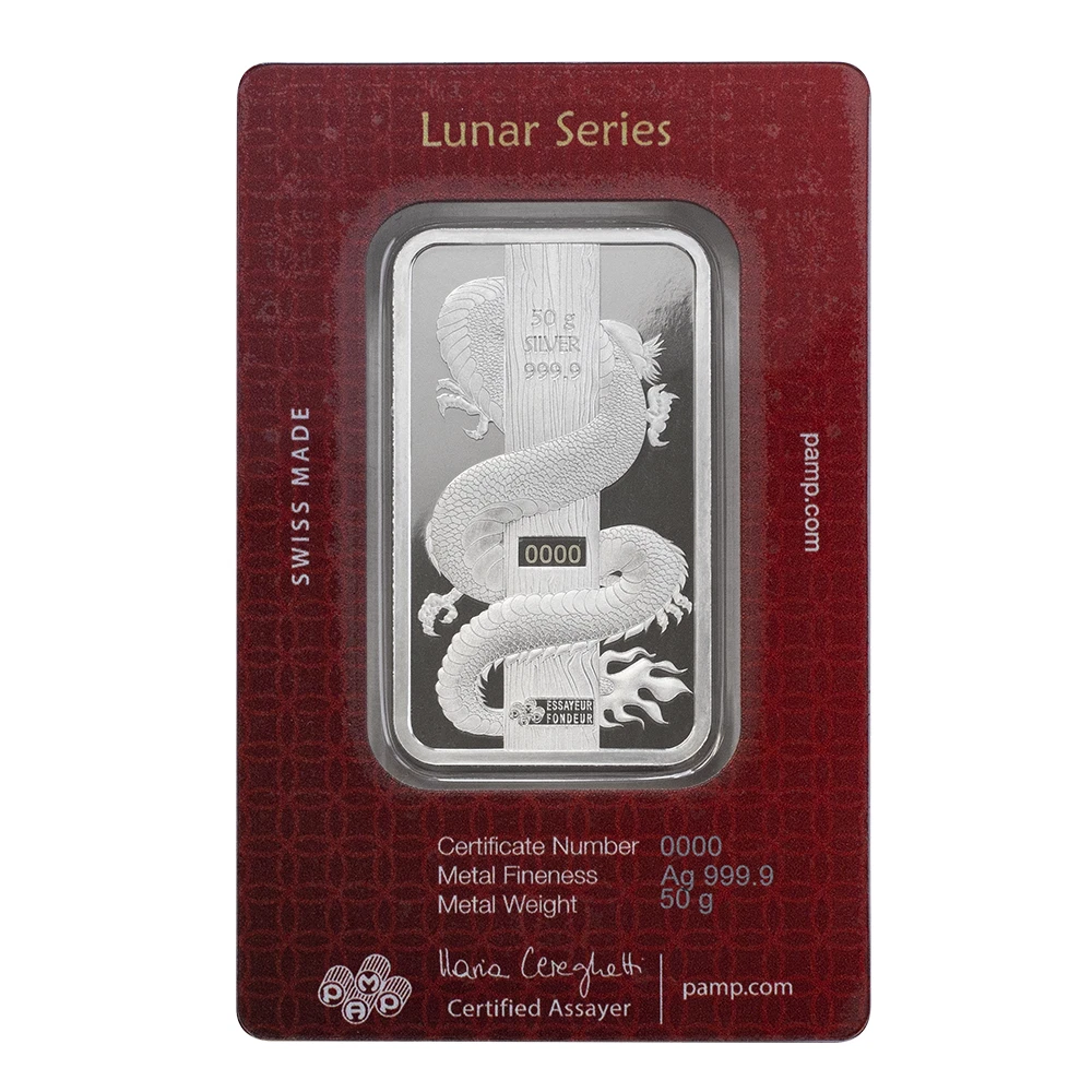 Picture of 2024 Pamp Lunar Year of the Dragon Holographic 50 Gram Silver Bar - In Assay