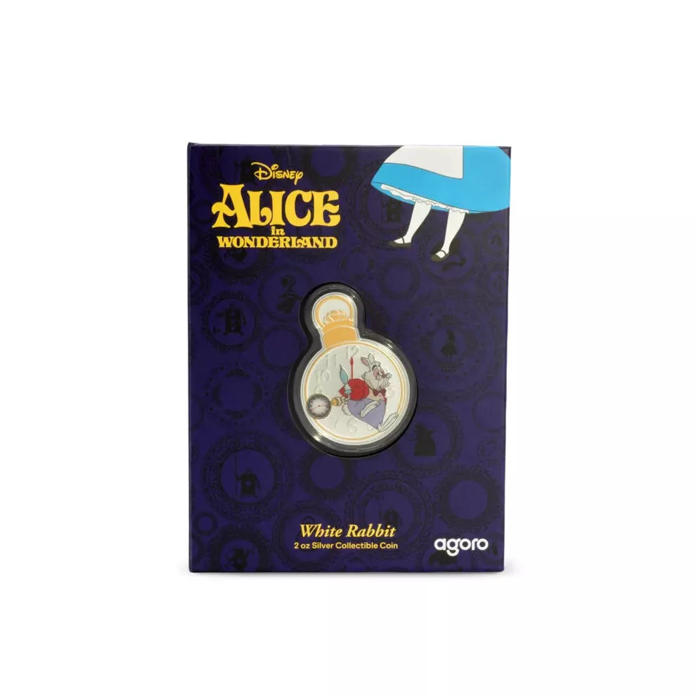 Picture of 2025 Agoro Disney Alice in Wonderland - White Rabbit 2 oz Colorized Silver Coin