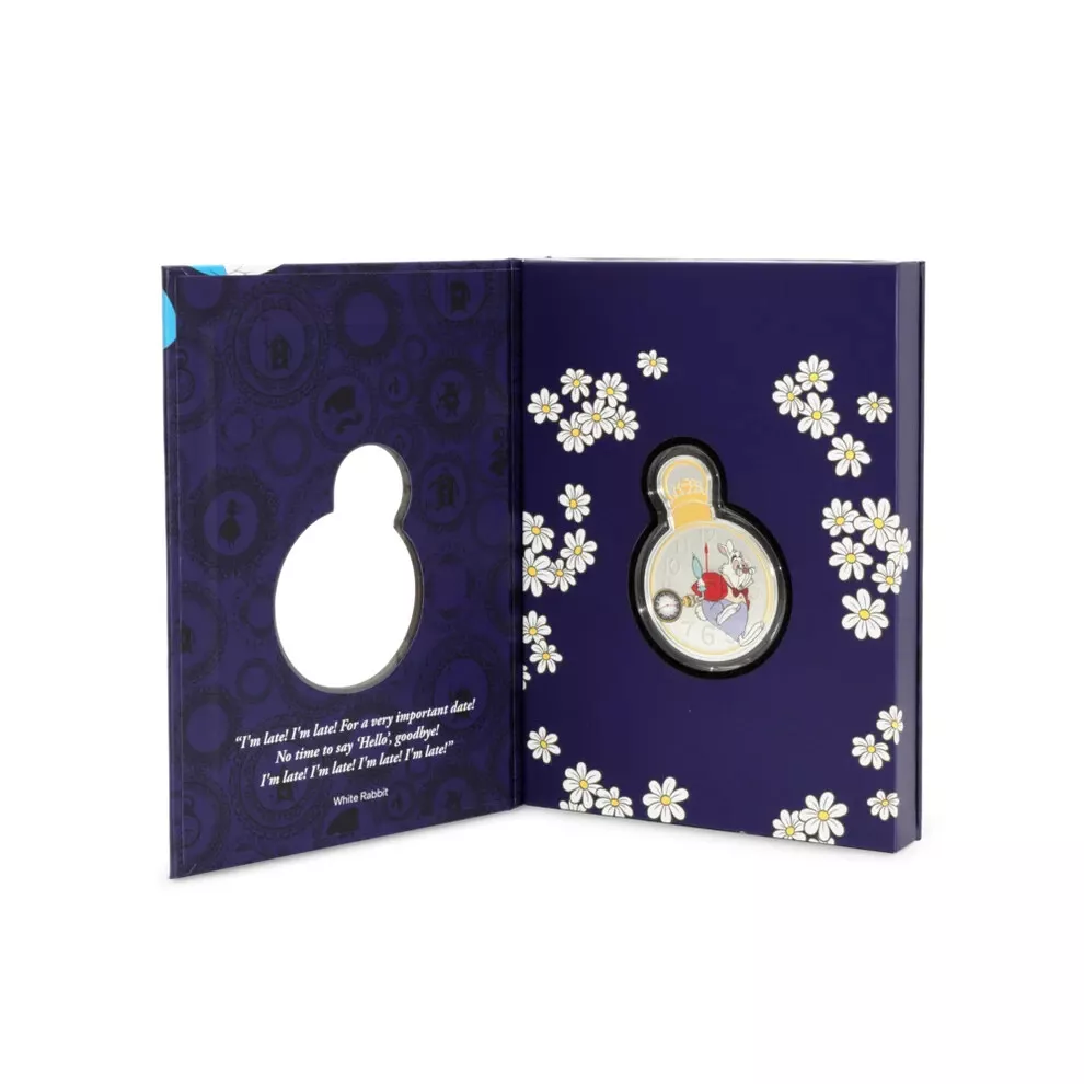 Picture of 2025 Agoro Disney Alice in Wonderland - White Rabbit 2 oz Colorized Silver Coin