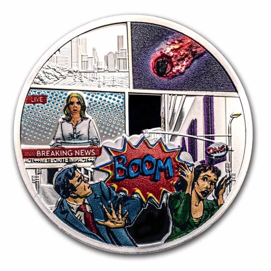 Picture of 2023 CIT Tenham 1 oz High Relief Colorized Silver Coin w/ REAL Meteorite - 30388