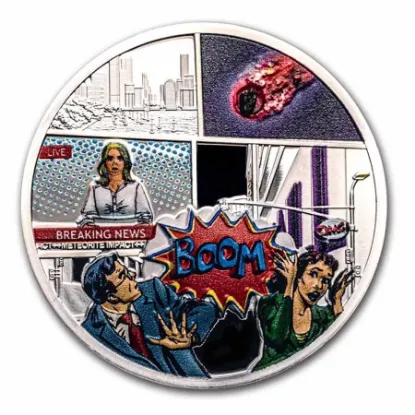 Picture of 2023 CIT Tenham 1 oz High Relief Colorized Silver Coin w/ REAL Meteorite - 30388