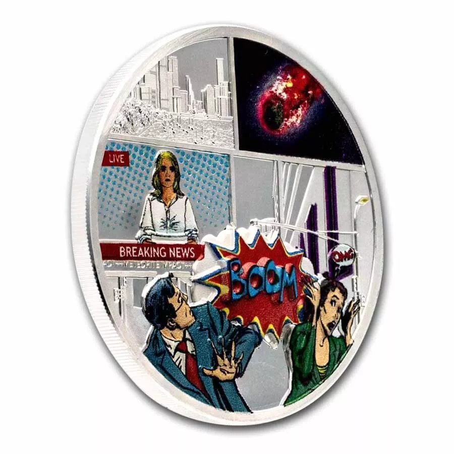 Picture of 2023 CIT Tenham 1 oz High Relief Colorized Silver Coin w/ REAL Meteorite - 30388