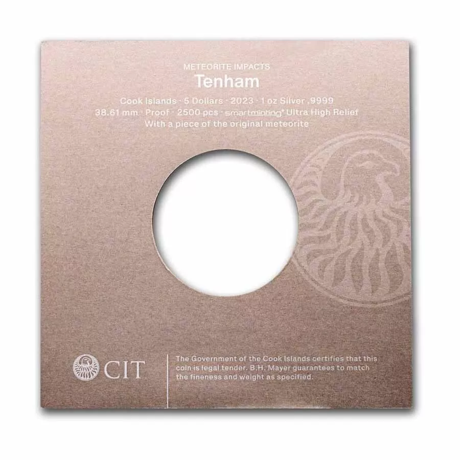 Picture of 2023 CIT Tenham 1 oz High Relief Colorized Silver Coin w/ REAL Meteorite - 30388