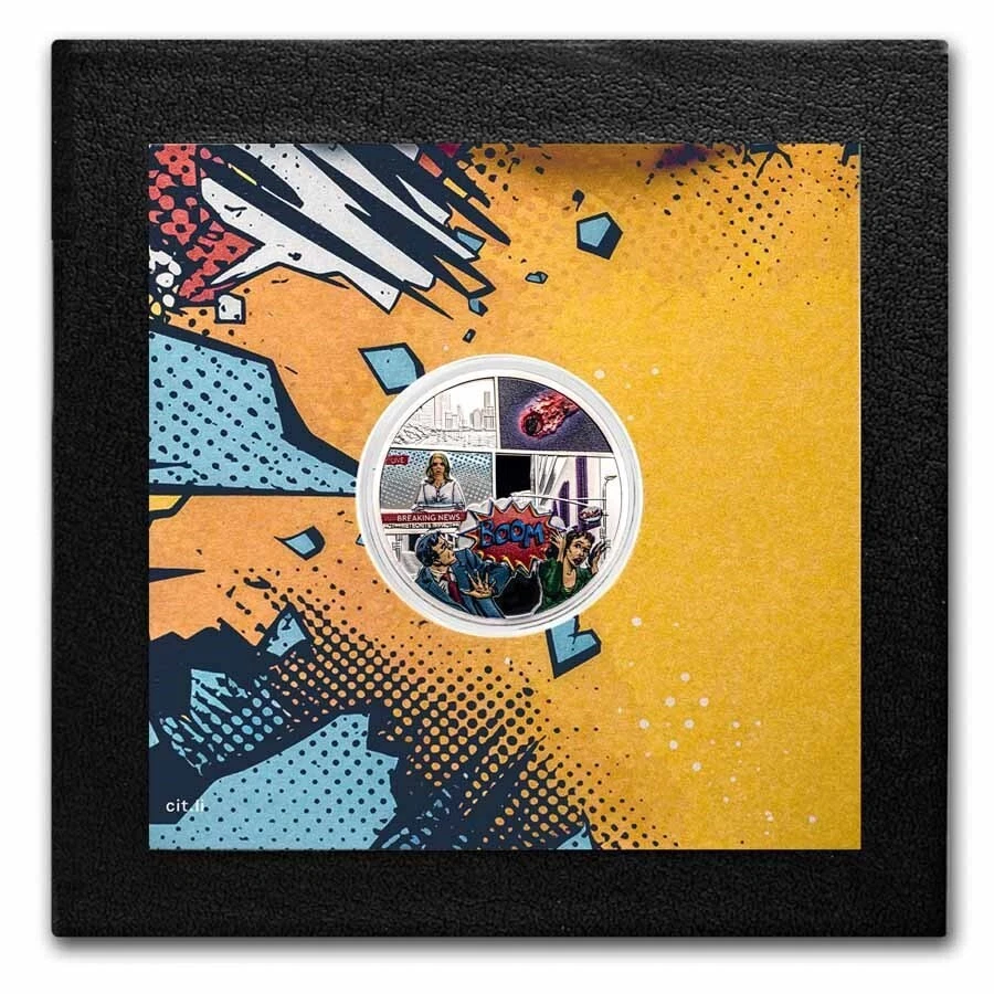 Picture of 2023 CIT Tenham 1 oz High Relief Colorized Silver Coin w/ REAL Meteorite - 30388