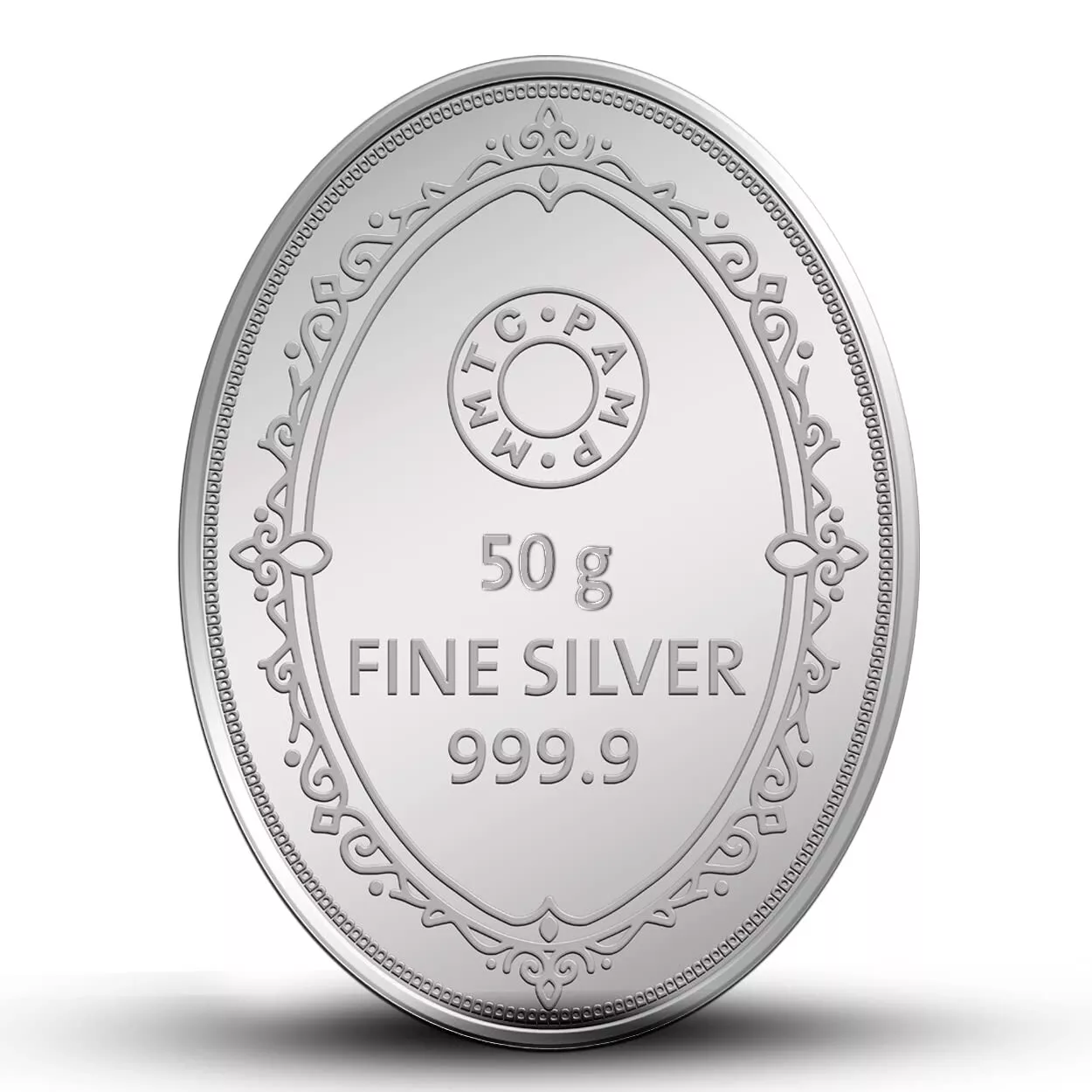 Picture of Pamp MMTC Queen Oval Shaped 50 Gram Silver Coin - In Card